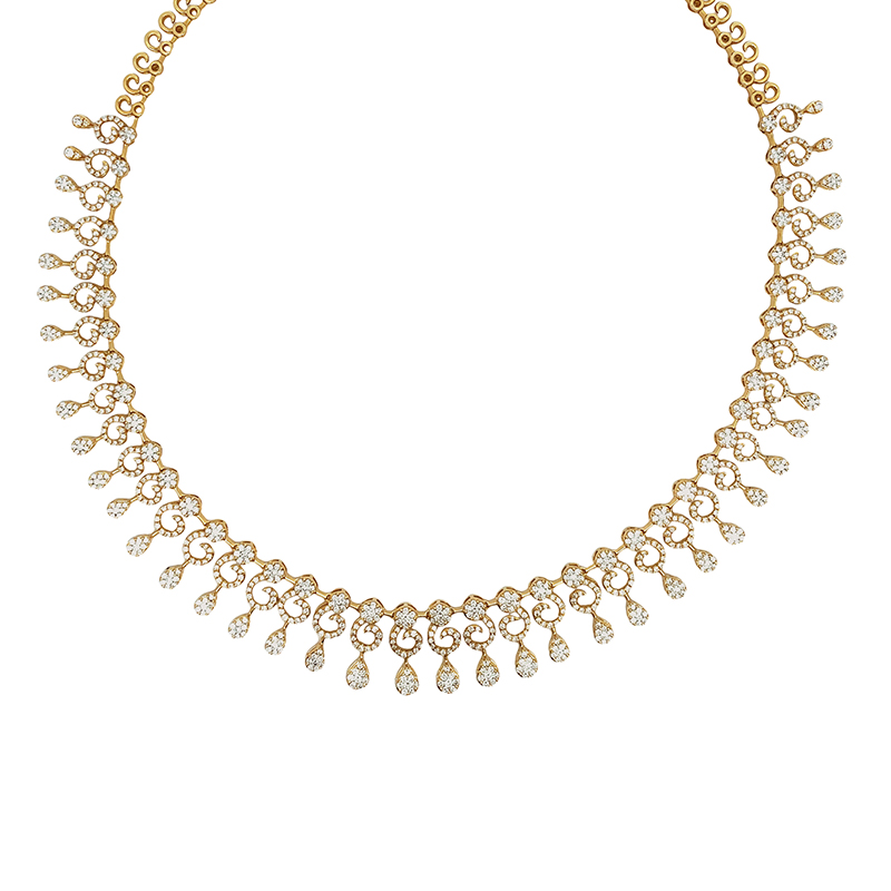 Floral, Lady-Like Evening Wear Diamond Necklace & Earrings